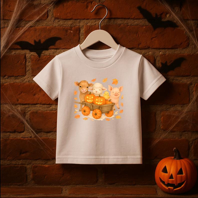 Bauernhof Freunde Kürbis Wagon Kleinkind-T-Shirt Bauernhof Freunde Kürbis Wagon Kleinkind-T-Shirt von GreenAcreGarb