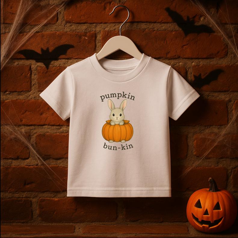 Kleinkind Halloween T-Shirt Hase Mit Kürbis Graphik Kleinkind Halloween T-Shirt Hase Mit Kürbis Graphik von GreenAcreGarb