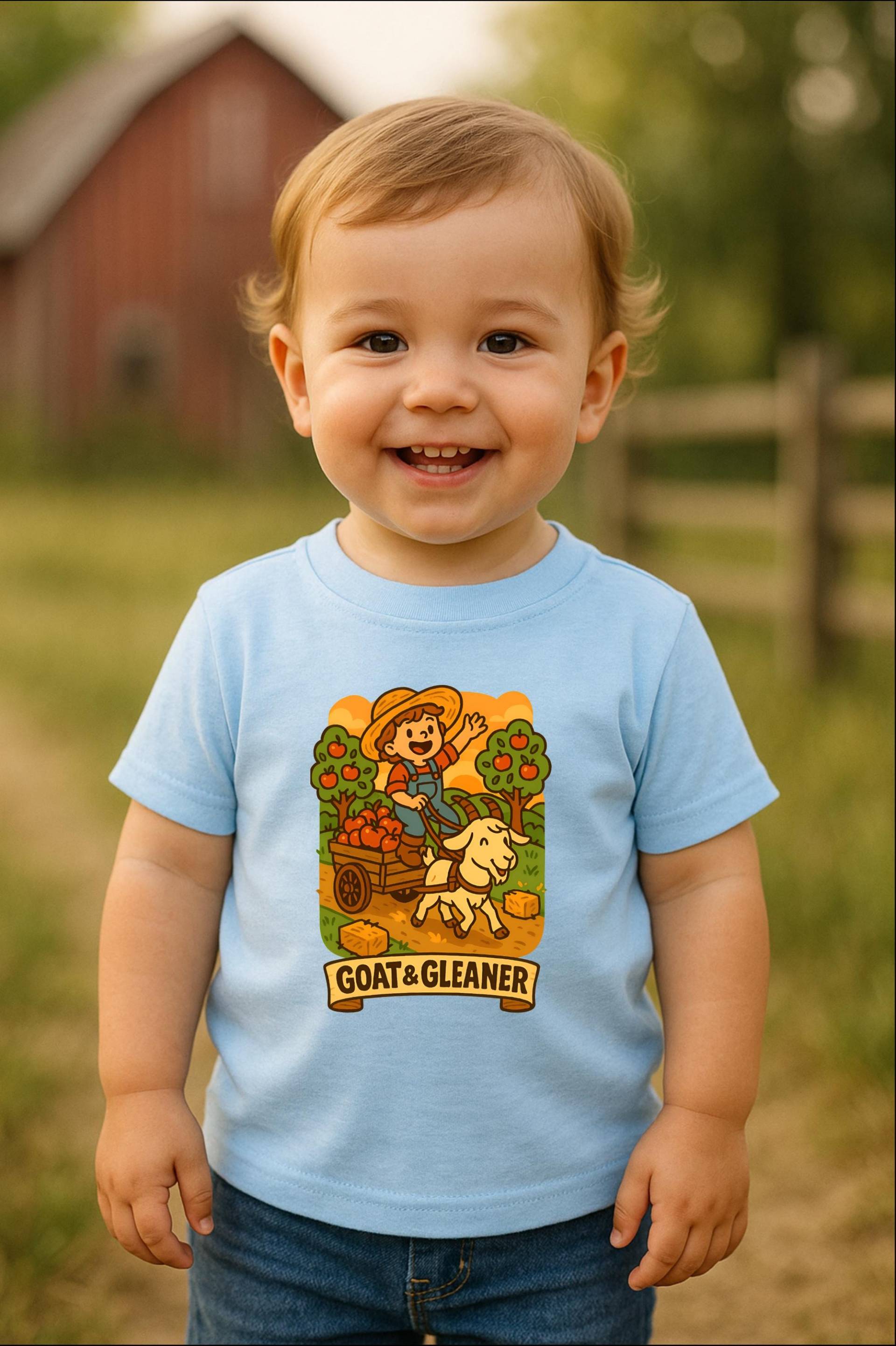 Ziege & Gleaner Bauernhof T-Shirt | Niedliche Ziege, Die Apfel-Wagen-T-stück Zieht Bauer Geschenk Ziegen-Liebhaber-Kleid Ziege & Gleaner Bauernhof T-Shirt | Niedliche Ziege, Die Apfel-Wagen-T-stück Zieht Bauer Geschenk Ziegen-Liebhaber-Kleid von GreenAcreGarb