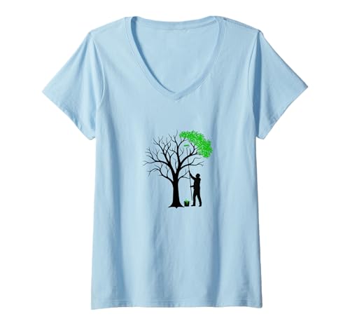 Damen Baum Natur Motiv für Nachhaltigkeit und Umweltbewusstsein T-Shirt mit V-Ausschnitt Damen Baum Natur Motiv für Nachhaltigkeit und Umweltbewusstsein T-Shirt mit V-Ausschnitt von GreenArt Lifestyle