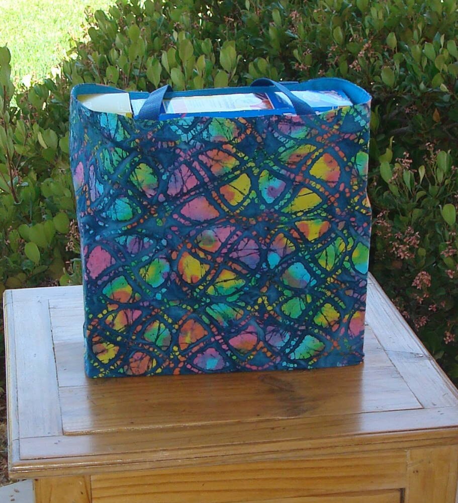 Bunte Traumfänger Türkis Batik Design Wiederverwendbare Einkaufen Einkaufstasche von GreenBearCreations