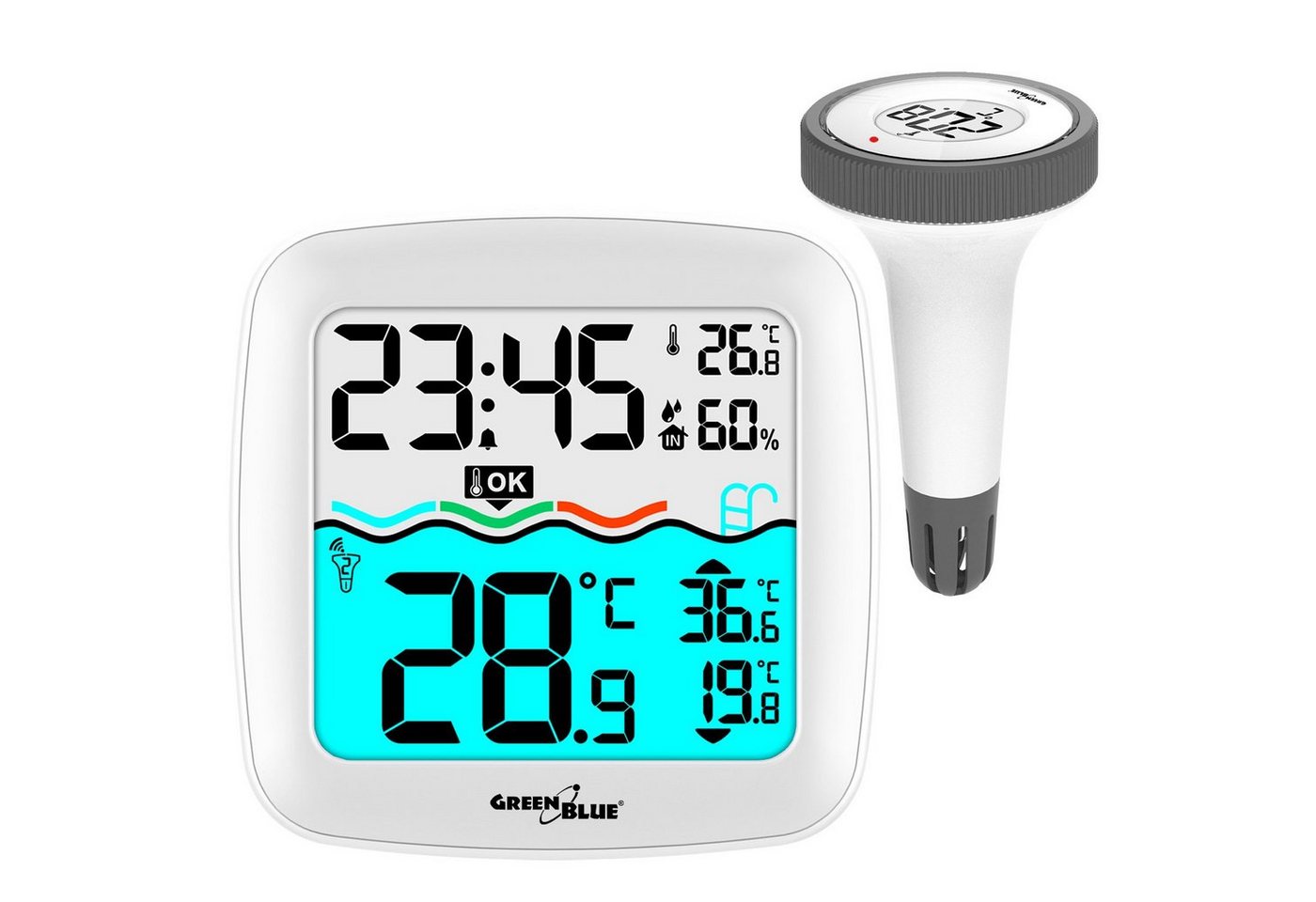 GreenBlue Badethermometer GB216, Temperaturstation mit Poolthermomete GreenBlue Badethermometer GB216, Temperaturstation mit Poolthermomete von GreenBlue