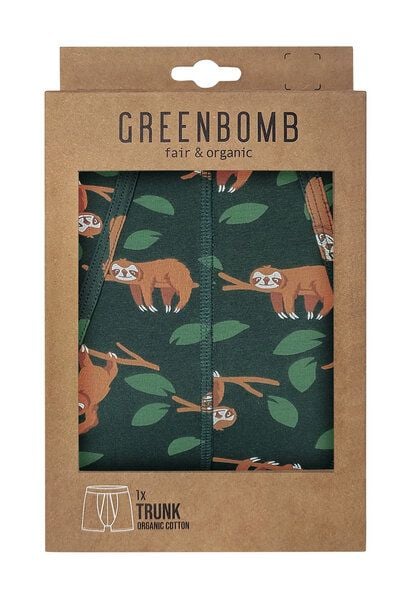 GREENBOMB Animal Sloth Branch 2 Trunk - Gemütliche Trunk aus Bio-Baumwoll Mix / hochwertiger Print / GOTS / Fair & Vegan von GreenBomb
