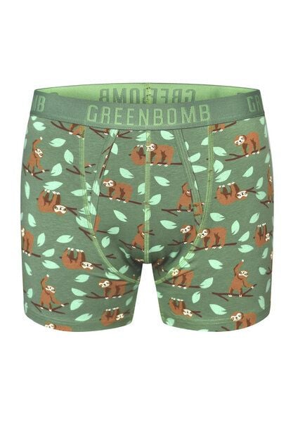 GREENBOMB Animal Sloth Wood Trunk - Gemütliche Trunk aus Bio-Baumwoll Mix / hochwertiger Print / GOTS / Fair & Vegan von GreenBomb