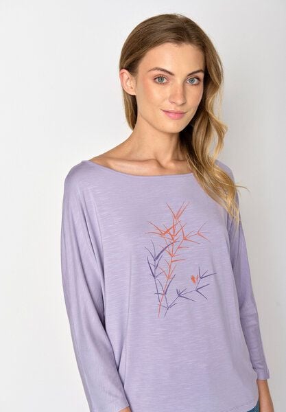 GREENBOMB Nature Bird Reed Simper - Gemütliches Longsleeve aus Viskose (LENZING ECOVERO) Mix / hochwertiger Print / Fair & Vegan von GreenBomb