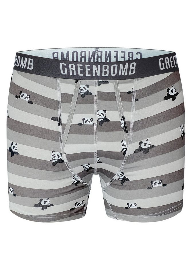 GreenBomb Boxer Trunk Animal Panda Stripes Motiv Tiere Panda GOTS-zertifizierte Herstellung, hautfreundlich & atmungsaktiv von GreenBomb