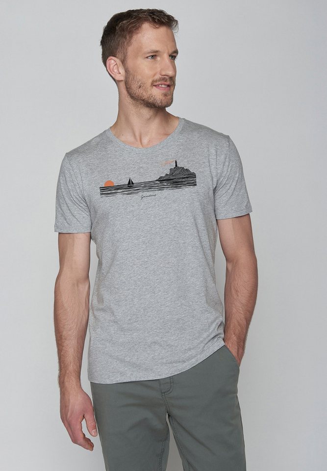 GreenBomb T-Shirt Guide Nature Evening Glow Motiv Natur Meer (1-tlg., 1) Rundhalsausschnitt, Bio-Baumwolle, GOTS Zertifiziert von GreenBomb