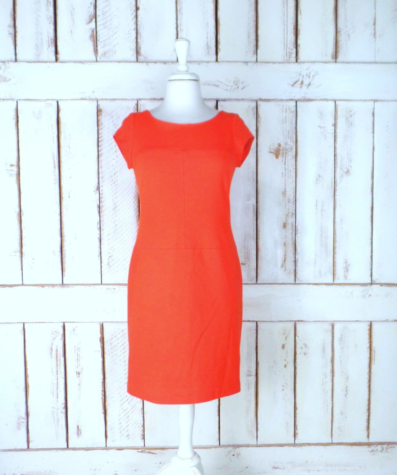 90Er Vintage Orange Stretch Strick Mütze Ärmel Kleid/Knielanges Kleid/Banana Republic/2 von GreenCanyonTradingCo