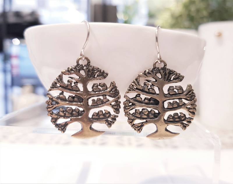 Baum Des Lebens Ohrringe, Der Antiker Ohrringe in Silber, Bronze, Vergoldet, Geschenk Für Sie Mit Liebe Und Sorgfalt von GreenCoastJewelry