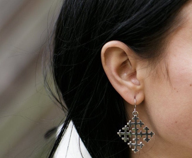 Mächtige Pagan Kreuz Ohrringe Aus Bronze Oder Silber, Schutzschmuck, Wikingerschmuck von GreenCoastJewelry