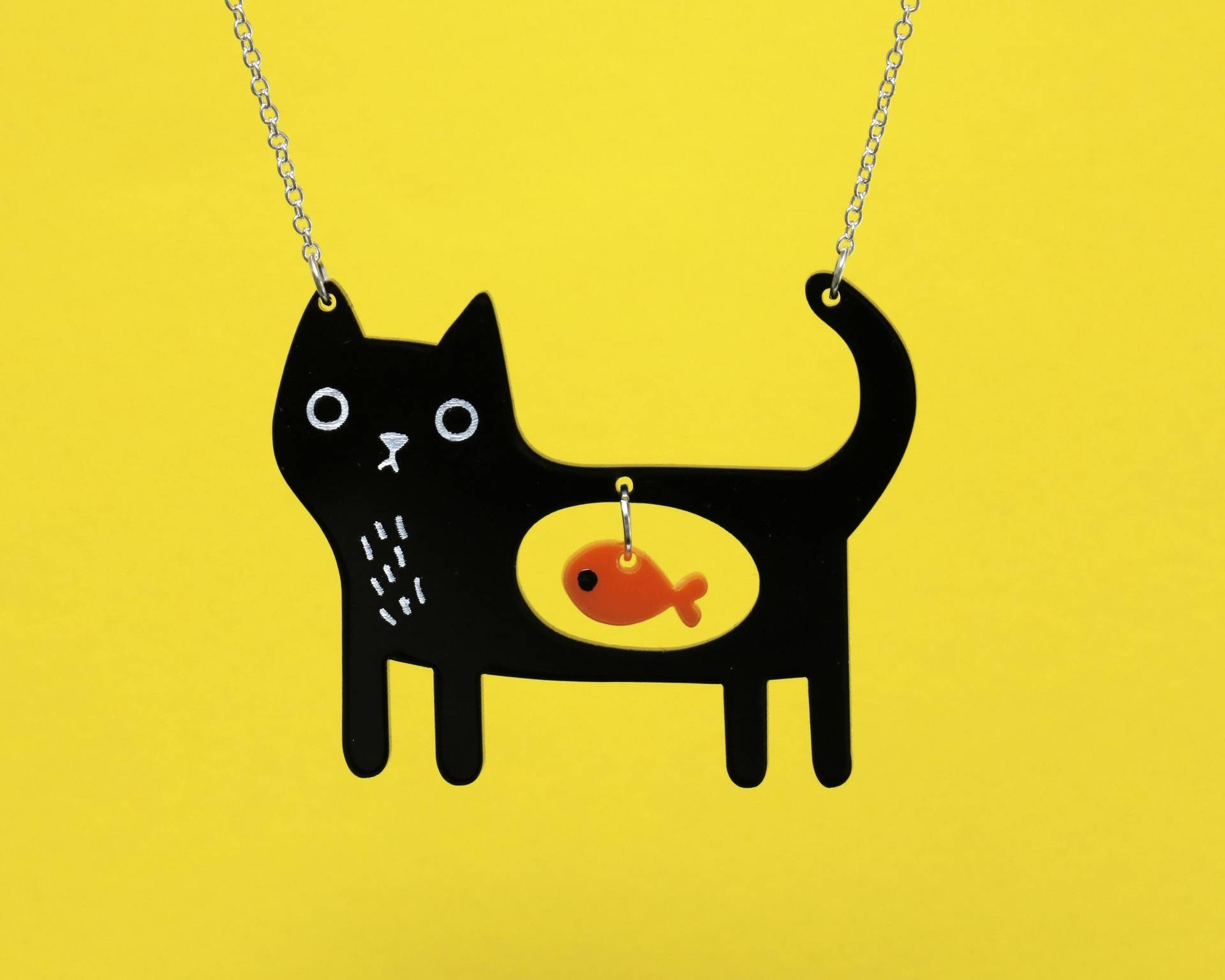 Schwarze Katze Acryl Halskette, Schrulligen Und Fisch Kawaii - Halskette Geschenk Schwarze Katze Acryl Halskette, Schrulligen Und Fisch Kawaii - Halskette Geschenk von GreenEndDesign