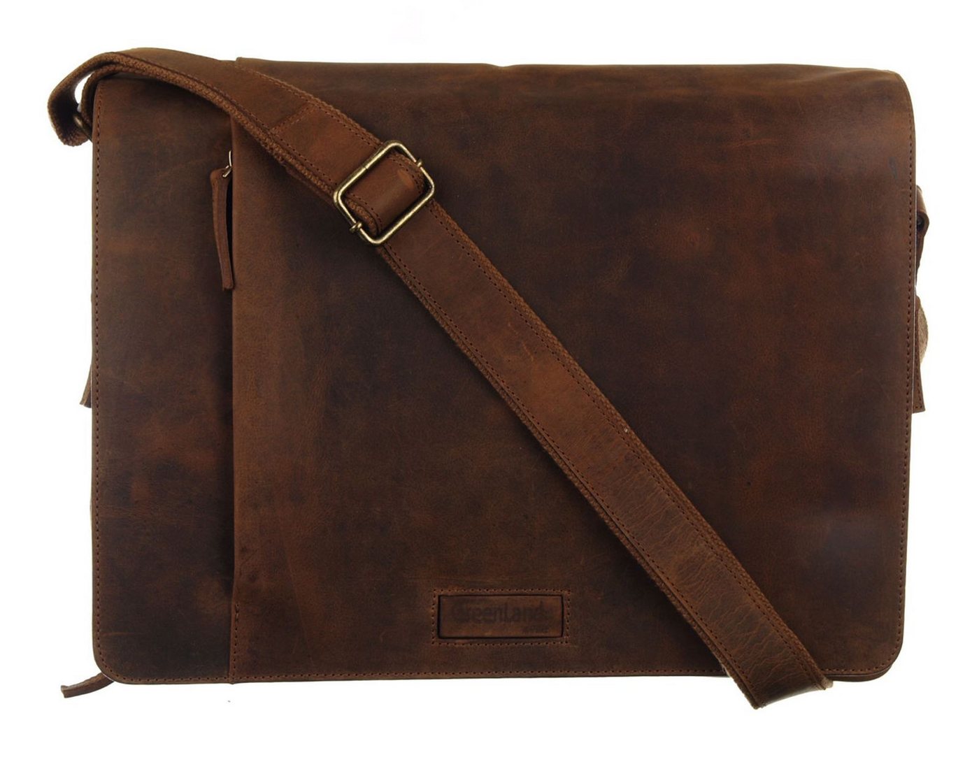 GreenLand Nature Businesstasche Messenger Bag / Magnetic Logo, aus echtem Rindsleder von GreenLand Nature