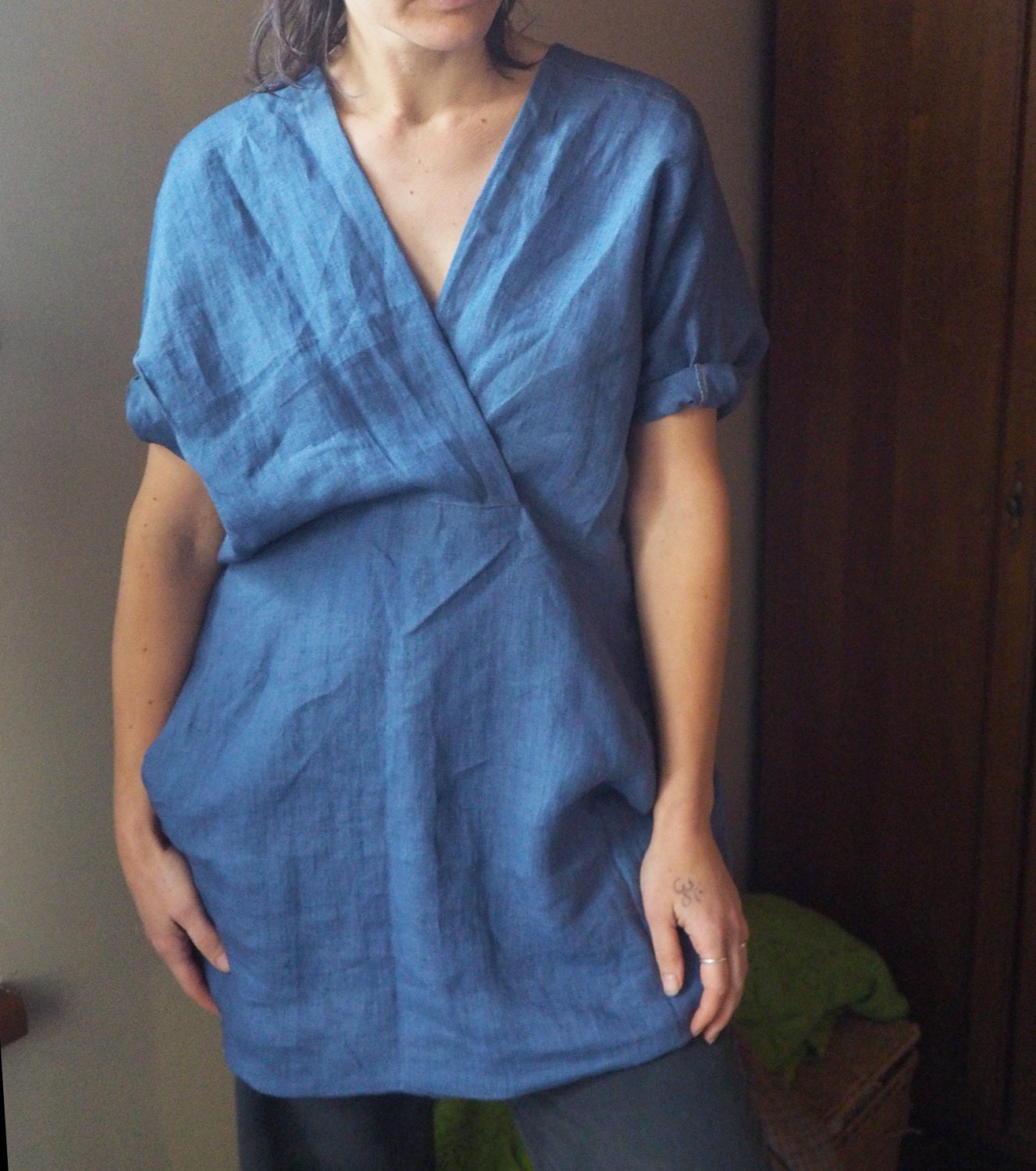 Leinen Kleid Kimono Top Bluse Tunika Auf Bestellung Leinen Kleid Kimono Top Bluse Tunika Auf Bestellung von GreenOrangeViolet