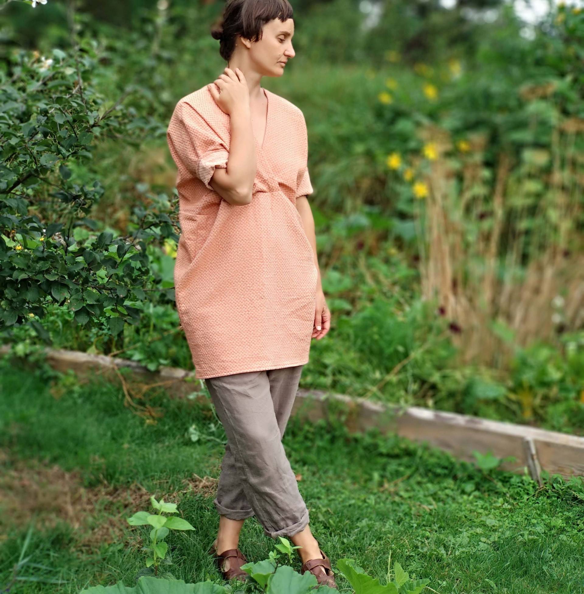 Leinen Tunika Kimono Garten Bluse Bestellen Leinen Tunika Kimono Garten Bluse Bestellen von GreenOrangeViolet