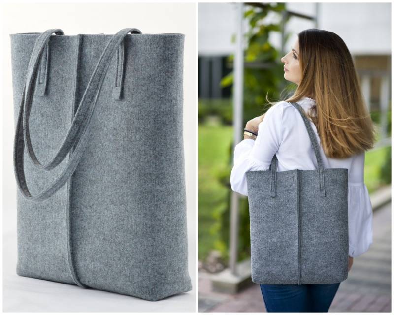 Grau Filz Tasche Minimalistisch Grau Filz Tasche Minimalistisch von GreenSheepPL
