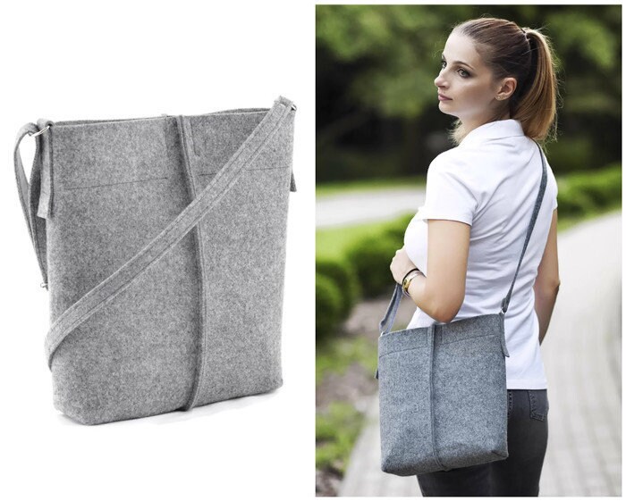 Grau Filz Tasche Minimalistisch Grau Filz Tasche Minimalistisch von GreenSheepPL