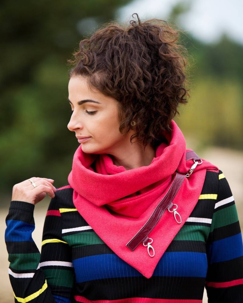 Grau Schal - Wolle Und Leder von GreenSheepPL