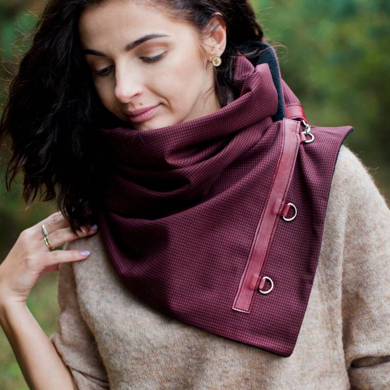 Grau Schal - Wolle Und Leder von GreenSheepPL