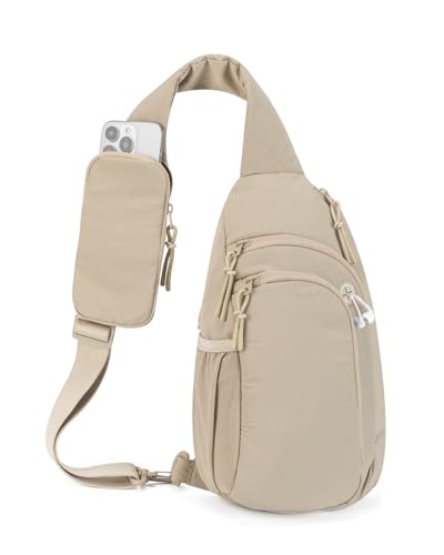 Brusttasche Damen Sling Bag Herren mit RFID-Blockierung Anti Diebstahl Tasche Umhängetasche Schultertasche mit Handytasche, Kaki von GreenTaya