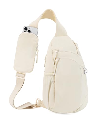 Brusttasche Damen Sling Bag Herren mit RFID-Blockierung Anti Diebstahl Tasche Umhängetasche Schultertasche mit Handytasche, Weiß von GreenTaya