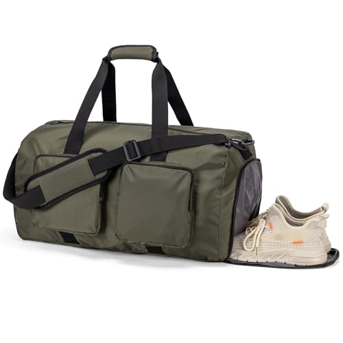 GreenTaya Sporttasche Reisetasche für Damen Herren mit Schuhfach, Weekender Duffel Bag wasserdichte Schwimmtasche Travel Gym Bag Handgepäck Tasche für Reisen, Sport, Fitness, Training von GreenTaya