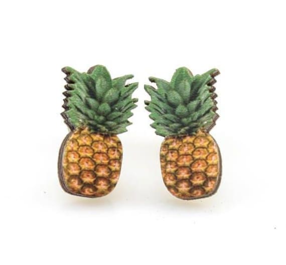 Ananas Ohrstecker - Laser Cut Holz Superleichte Ohrringe von GreenTreeJewelry