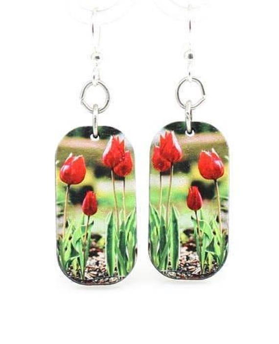 Tulpen Blüte - Holzohrringe von GreenTreeJewelry