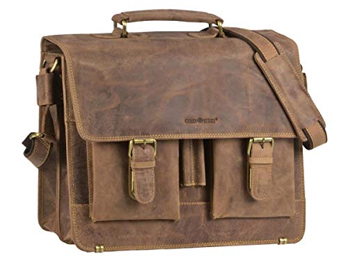 Aktentasche 1722 braun Lehrertasche 15,4" Leder 40 cm Greenburry von Greenburry by Lefox