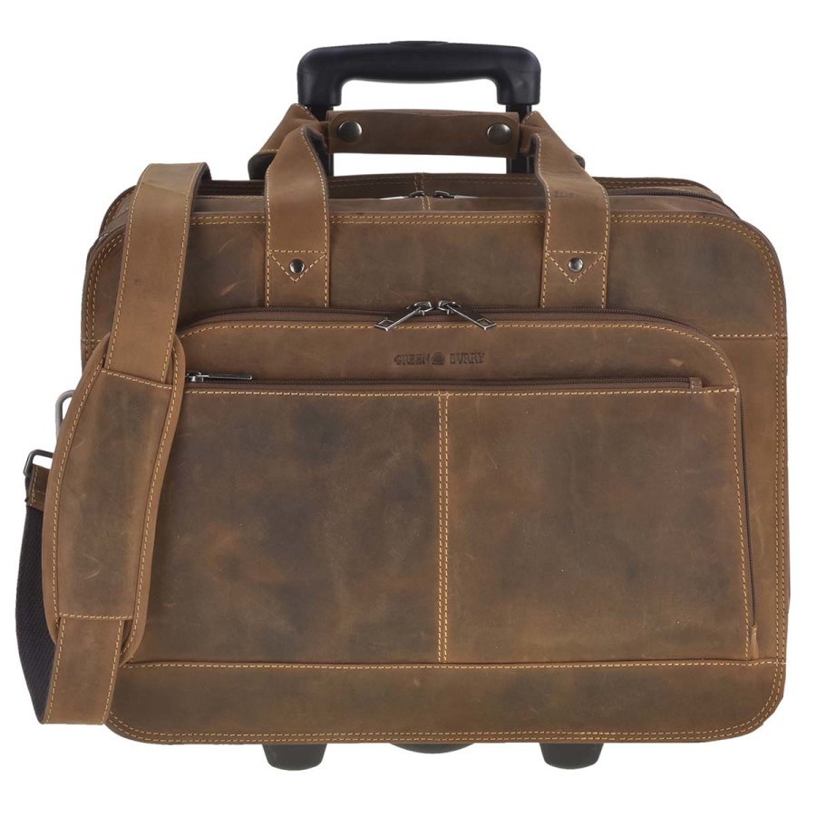 Business-Trolley Leder für Damen und Herren 43x36cm Vintage | Greenbur von Greenburry