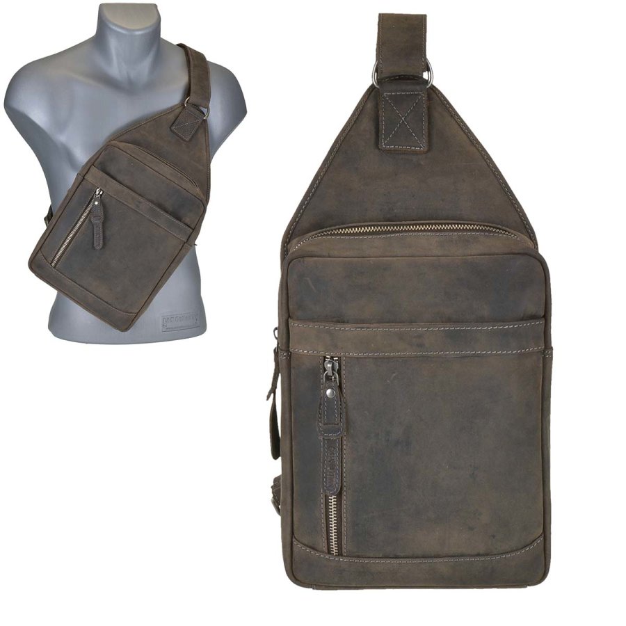 Crossbody Bag Leder 21x28cm "Vintage Revival Limited" tabakbraun | Gre von Greenburry