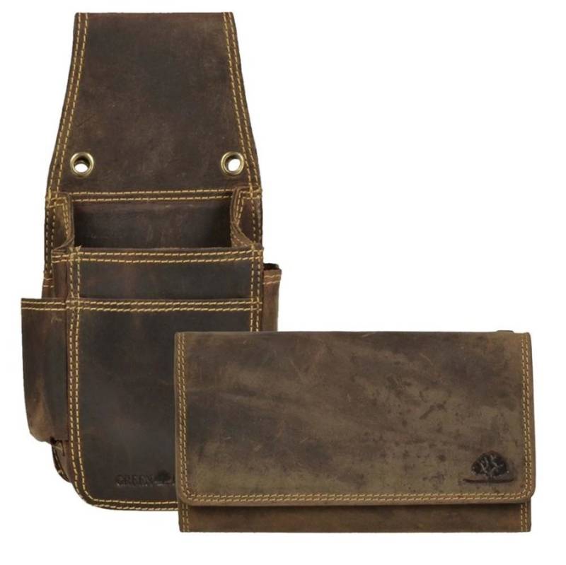EXTRA STRONG Profi Kellnerbörse und Holster im SET braun mit Lederpflege VINTAGE ORIGINAL 1785ES von Greenburry