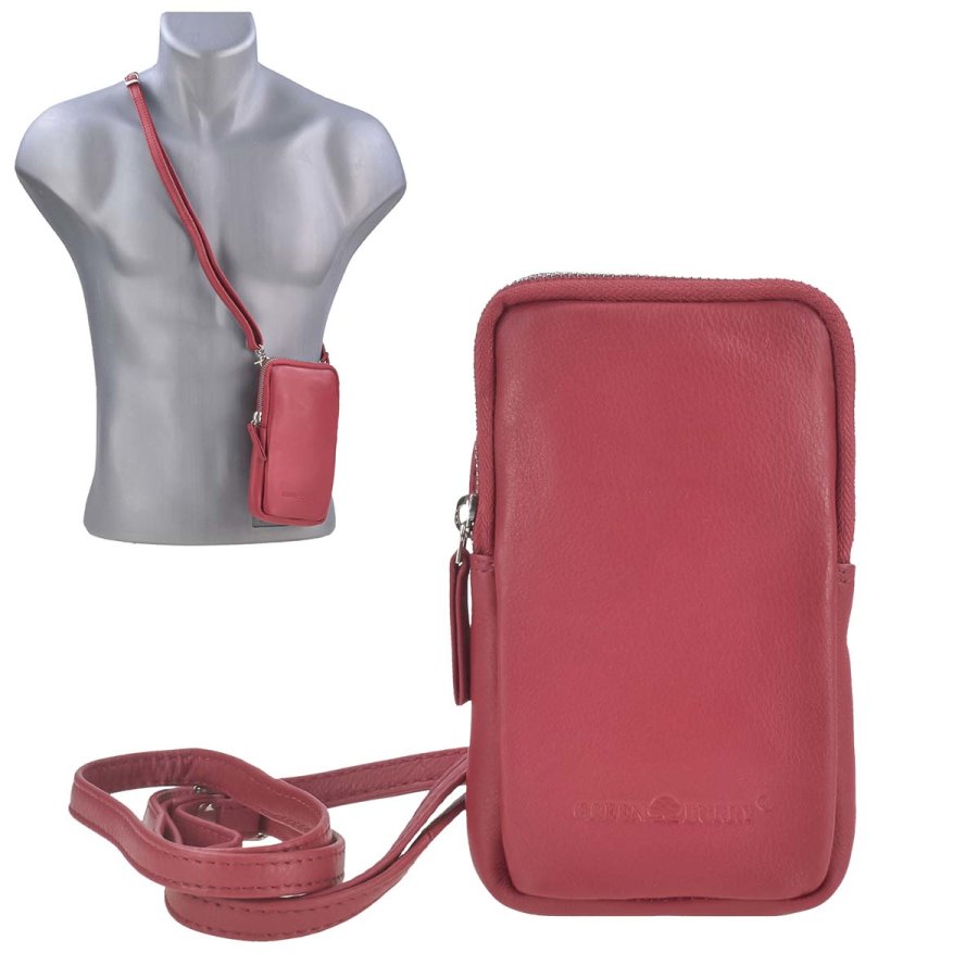 Handy Umhängetasche Leder 11x18cm "Nappa" rot | Greenburry.de von Greenburry