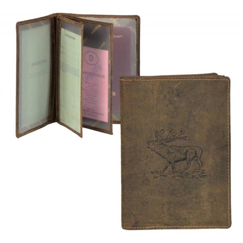 Jagdscheinetui Leder 3teilig "Vintage Hunting" Hirsch antikbraun | Greenburry.de von Greenburry
