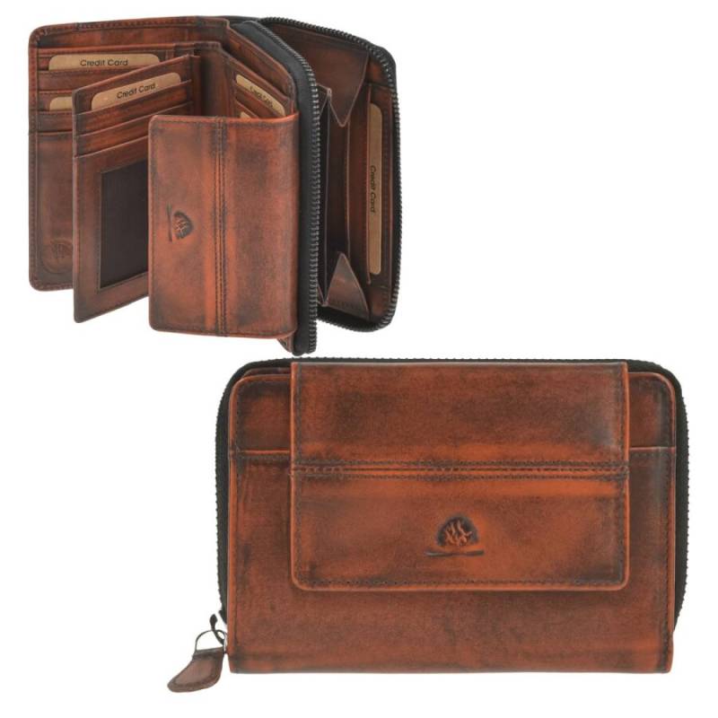 Geldbörse Leder 10x13cm kompaktes Damen-Portemonnaie "Destressed" von Greenburry