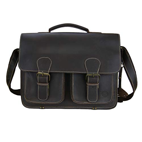 GreenBurry Aktentasche 38*29*14 cm Büffel-Leder Lehrer-Tasche Aktenmappe 1000 tabak von Greenburry
