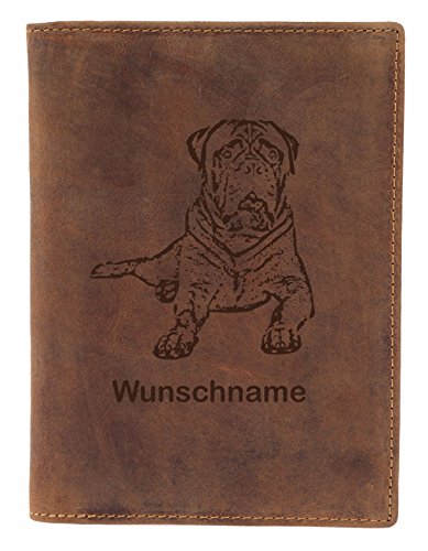 Greenburry Ausweismappe Ledermappe mit Hundemotiv Bullmastiff Motiv + Wunschname von Greenburry