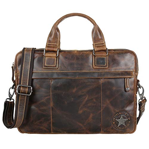 Greenburry Billy the Kid Ranger Leder Laptoptasche A4 Aktentasche Businesstasche Schultertasche braun 0873-25 von Greenburry