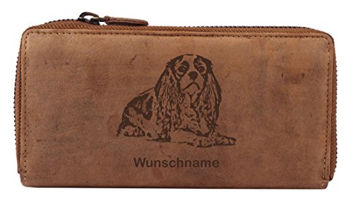 Greenburry Damen-Geldbörse PERSONALISIERT mit Hunde-Motiv Cavalier King Charles Spaniel, Leder Damen-Geldbeutel von Greenburry