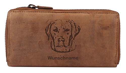 Greenburry Damen-Geldbörse PERSONALISIERT mit Hunde-Motiv Labrador Retriever, Leder Damengeldbeutel von Greenburry