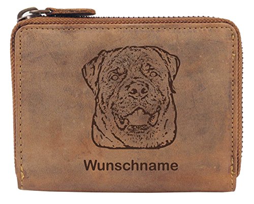 Greenburry Damen-Geldbörse PERSONALISIERT mit Hunde-Motiv Rottweiler, Leder Damen-Geldbeutel von Greenburry