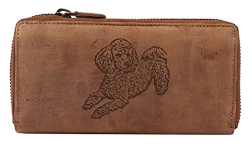 Greenburry Damen-Geldbörse mit Hunde-Motiv Pudel l Geschenkidee für Hundefreunde l Leder von Greenburry