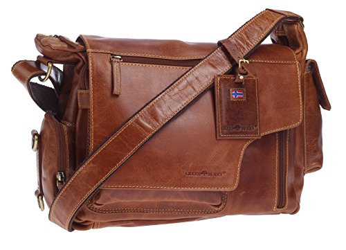 Greenburry Expedition Leder-Handtasche Ledertasche Umhängetasche - Echt Leder-Überschlagtasche - 39x28x13cm von Greenburry