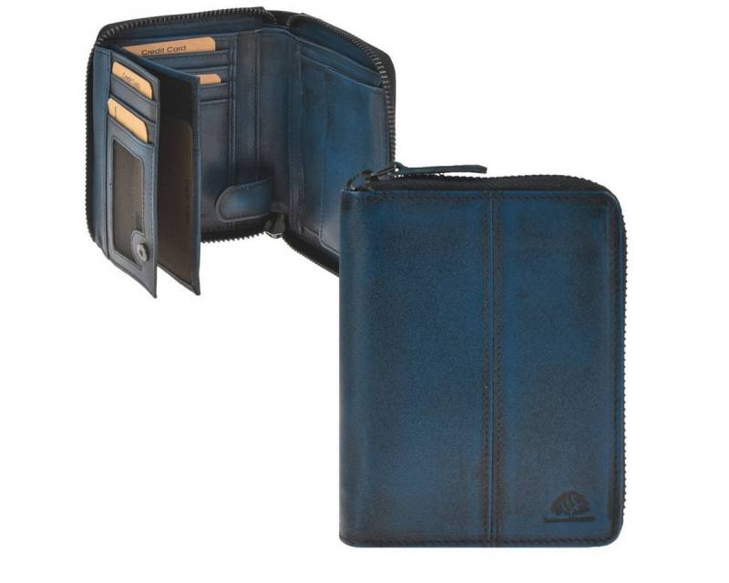 Greenburry Geldbörse "Destressed" Reißverschluss-Geldbörse RFID, Hochformat, Lederbörse, Portemonnaie, 10x13cm von Greenburry