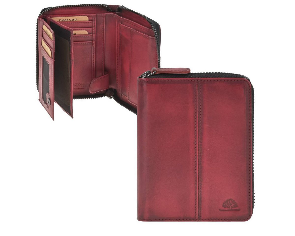 Greenburry Geldbörse "Destressed" Reißverschluss-Geldbörse RFID, Hochformat, Lederbörse, Portemonnaie, 10x13cm von Greenburry