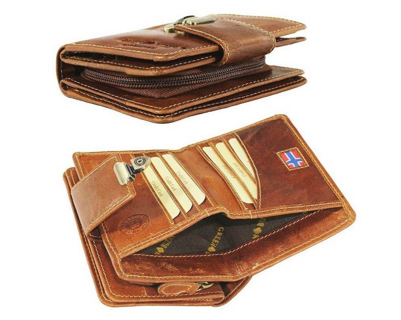 Greenburry Geldbörse Expedition Damen Schloss-Geldbörse Portmonee cognac 531-24, Echtes Büffelleder von Greenburry