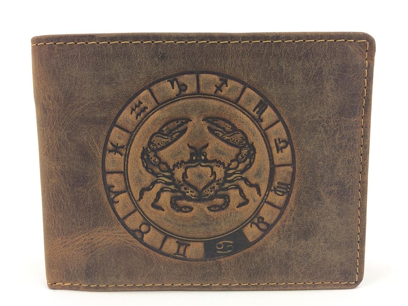 Greenburry Geldbörse Herrenbörse Krebs Sternzeichen Lederbörse Brieftasche braun von Greenburry