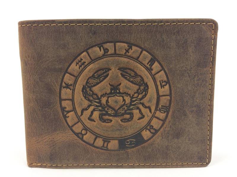 Greenburry Geldbörse Herrenbörse Krebs Sternzeichen Lederbörse Brieftasche braun von Greenburry
