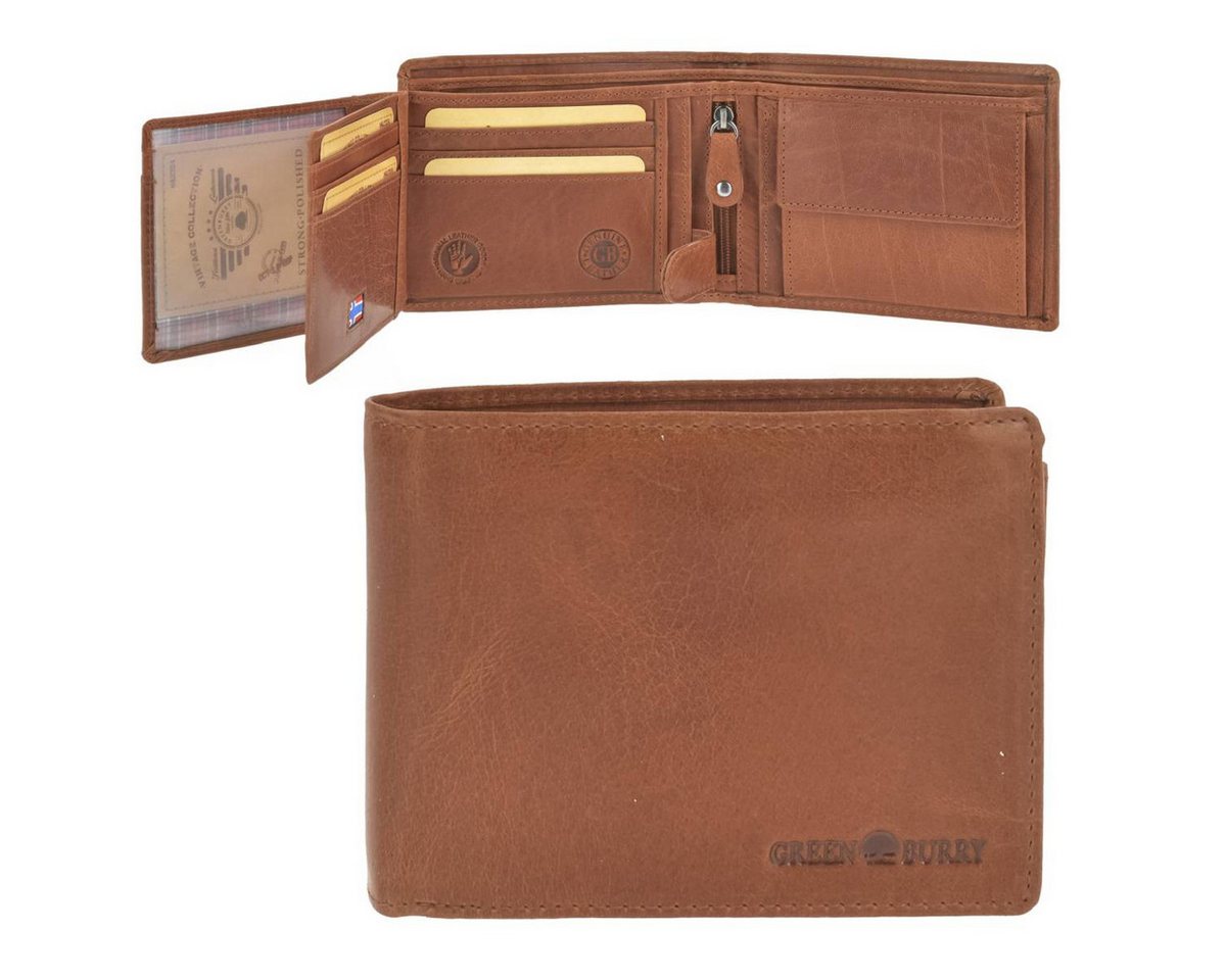 Greenburry Geldbörse "House of Norway" Herren Leder Portemonnaie 13x10cm mit RFID Schutz, Herren-Geldbeutel mit RFID Schutz, 1 Geheimfach im Scheinfach von Greenburry