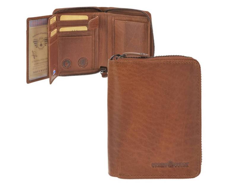 Greenburry Geldbörse "House of Norway" Herren mit Reißverschuss Portemonnaie 10x13cm braun, Herren-Geldbeutel mit umlaufendem Reißverschluss, RFID Schutz von Greenburry