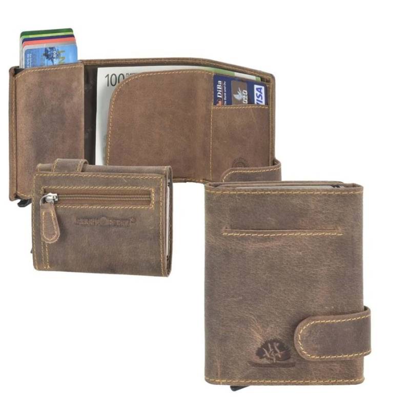 Kartenetui mit Münzfach Leder 8x10cm +Scheinfach "Vintage" | Greenburry.de 1687-25 von Greenburry